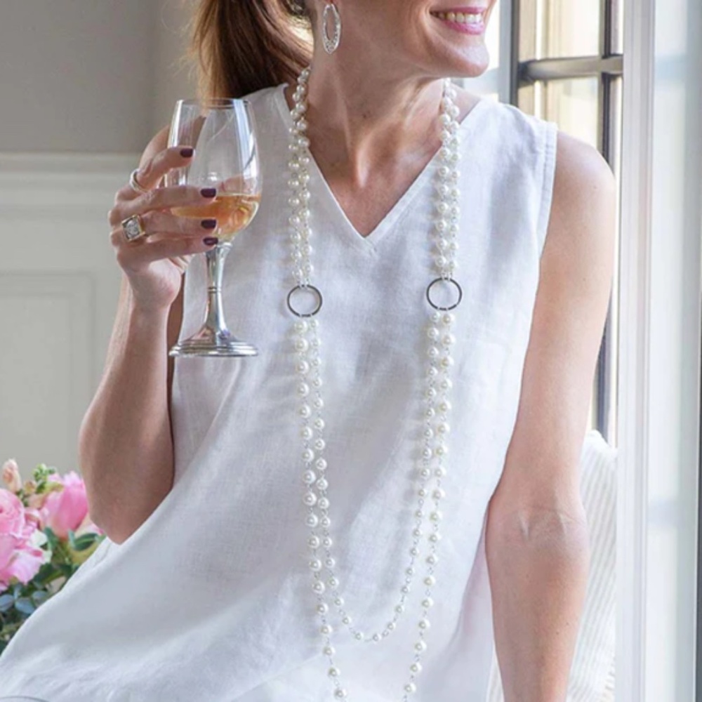 CROWN LINEN DESIGNS 100% Linen Layered Asymmetrical Sleeveless Top, Size Small